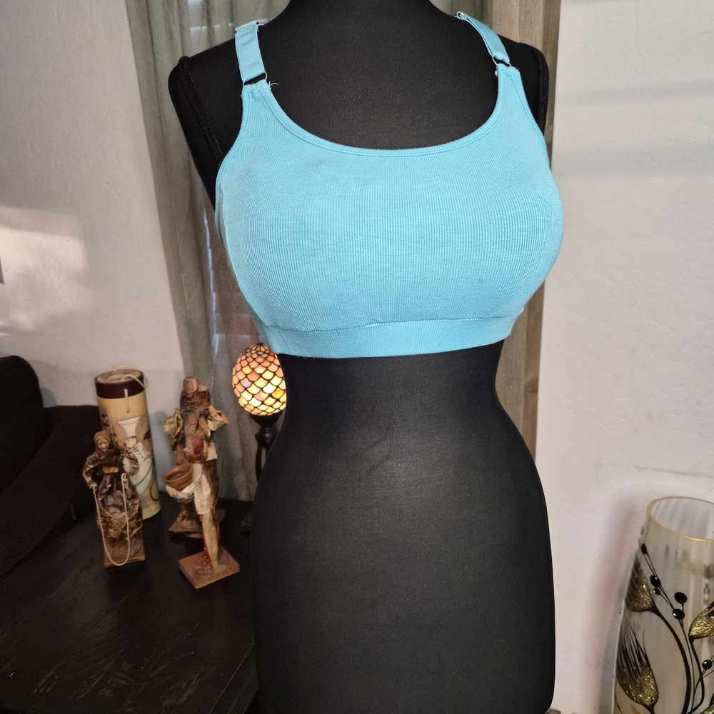 POL Turquoise Ribbed Sports Bra *Sized M (see measurments) #0239